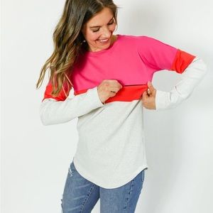 MoveMama Colorblock Dual Zip Breastfeeding Sweatshirt in Flamingo